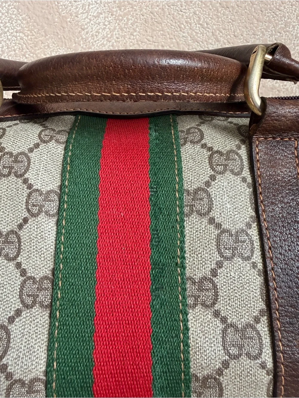 Gucci Beige GG Canvas Duffel with COA